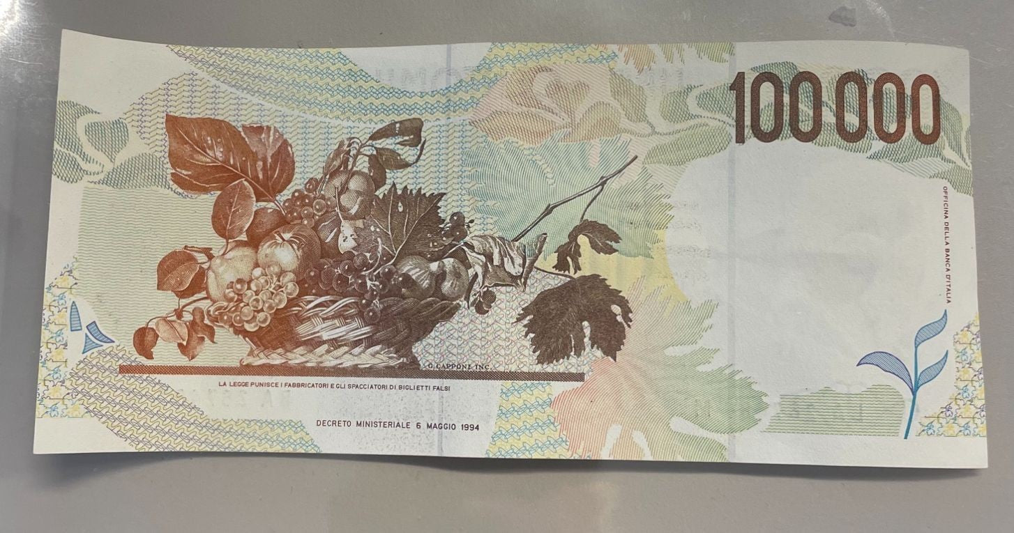 NL*BANCA ITALIA Banconota 100000 Lire CARAVAGGIO 6 MAGGIO 1994 Praticamente FDS