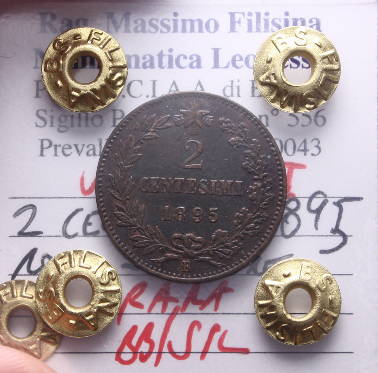 NL* UMBERTO I 2 CENTESIMI VALORE 1895 ROMA RARA BB/SPL Perizia Filisina Massimo