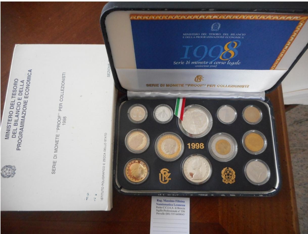 NL* ITALIA Divisionale 1998 con 500-1000 Lire in Argento G. L. BERNINI PROOF SET