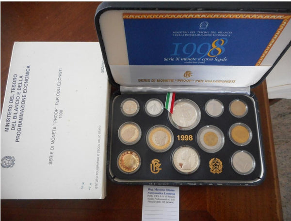 NL* ITALIA Divisionale 1998 con 500-1000 Lire in Argento G. L. BERNINI PROOF SET
