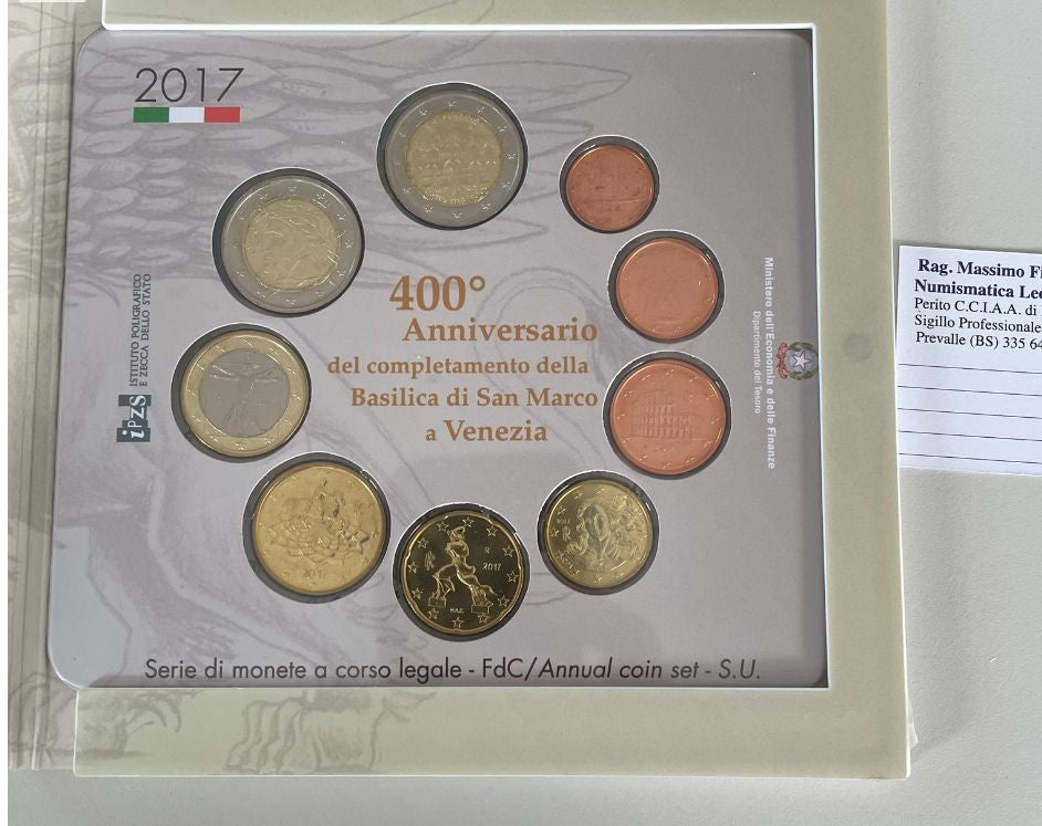 NL* ITALIA Divisionale 2017 9 Valori IN EURO FDC Set zecca -BASILICA SAN MARCO V