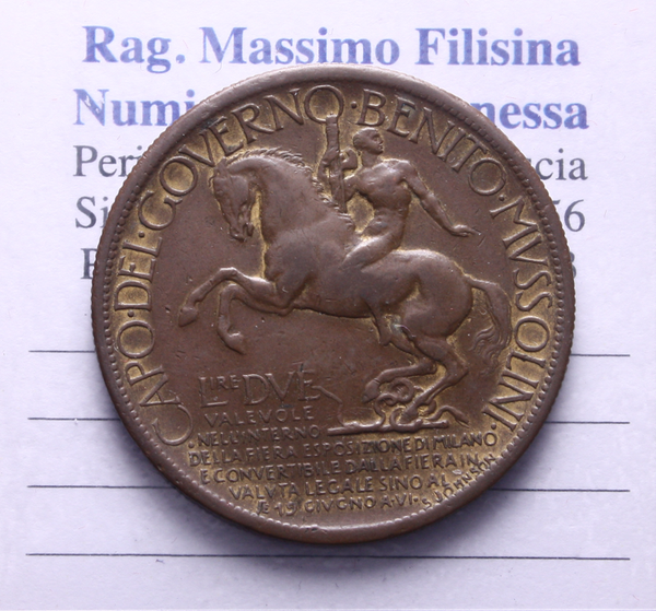 NL* VEIII BUONO 2 LIRE 1928 FIERA di MILANO come da foto * 2