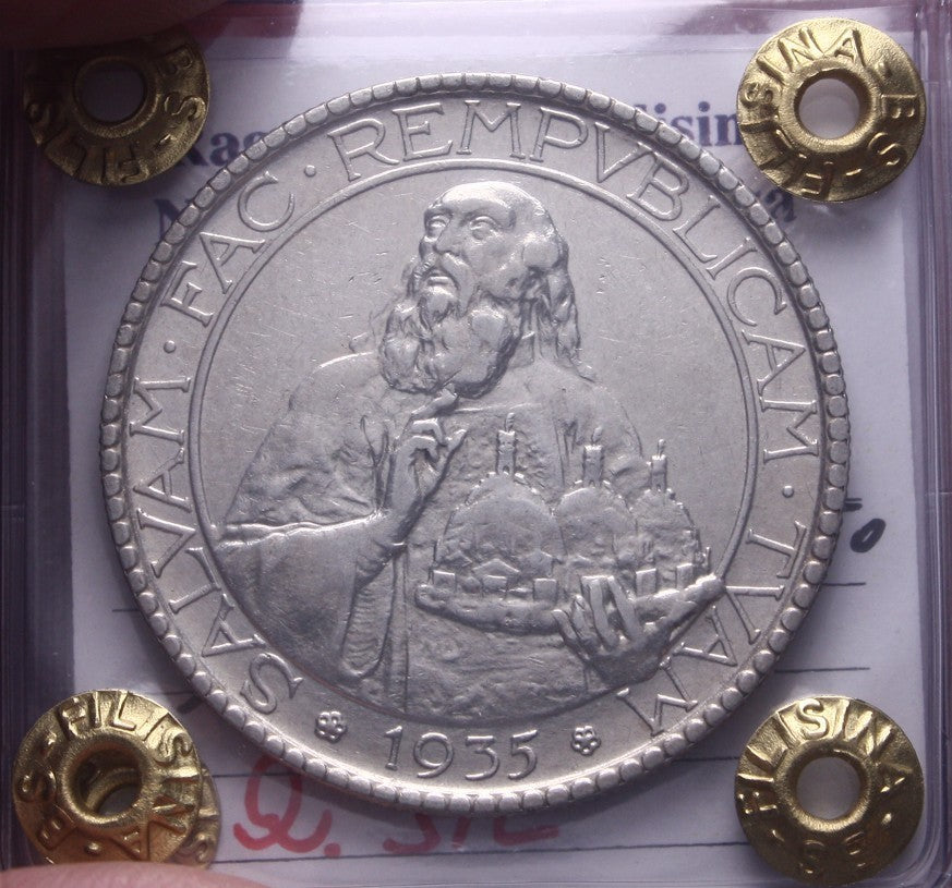 NL* SAN MARINO 20 Lire ARGENTO 1935 Roma QSPL Perizia Filisina Massimo
