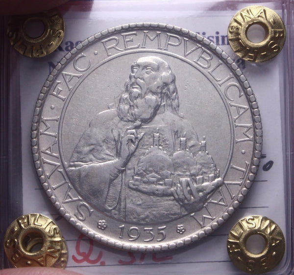 NL* SAN MARINO 20 Lire ARGENTO 1935 Roma QSPL Perizia Filisina Massimo