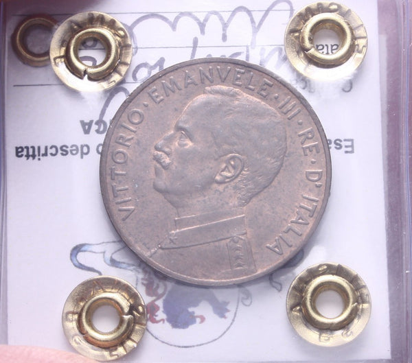 NL*VEIII Italia 5 CENTESIMI PRORA 1918 QFDC/FDC PARZ. ROSSO Perizia Filisina