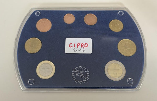 NL* CIPRO EURO COINS SET 2008 8 Valori dal 2 EURO a 1 CENT FDC set come da foto