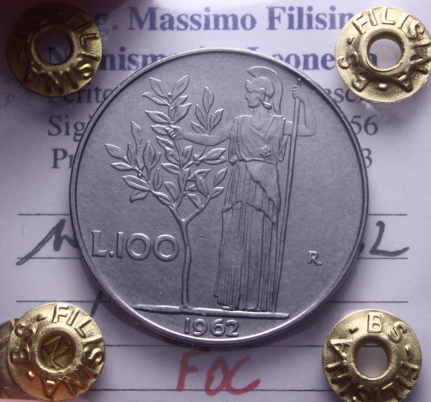 NL* Italia Repubblica 100 LIRE MINERVA 1962 FDC Perizia Filisina Massimo
