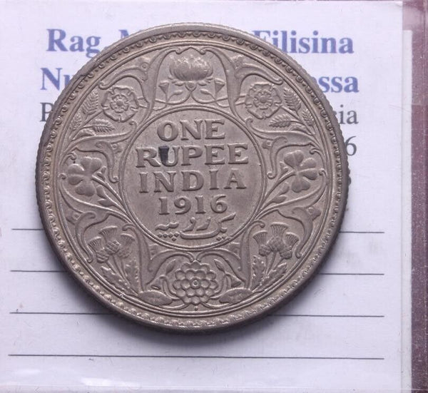 EN* INDIA RE GEORGE V 1 RUPEE Silver Rupee 1916 EXCELLENT CONDITION