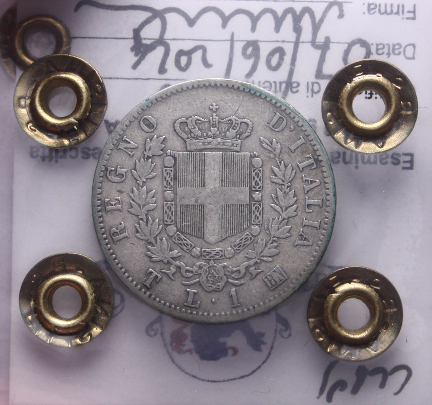 NL* ITALIA VEII 1 Lira Argento 1863 TORINO STEMMA RARA MB/BB Perizia Filisina