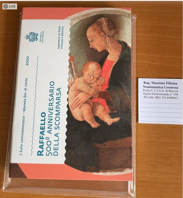 NL* SAN MARINO 2 Euro 2020 500° ANNIVERSARIO RAFFAELLO FDC SET ZECCA