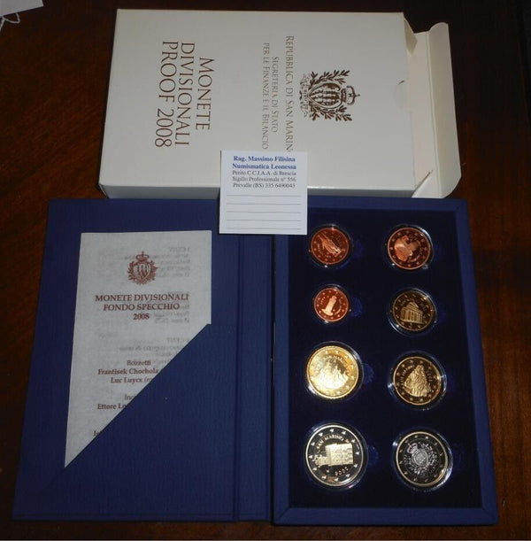 NL* SAN MARINO divisional 2008 8 STAMPS in EURO ROUND/PROOF mint set
