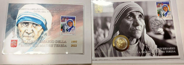 NL*VATICANO FRANCESCO 2 Euro 2022 MADRE TERESA DI CALCUTTA FDC FOLDER Filatelico