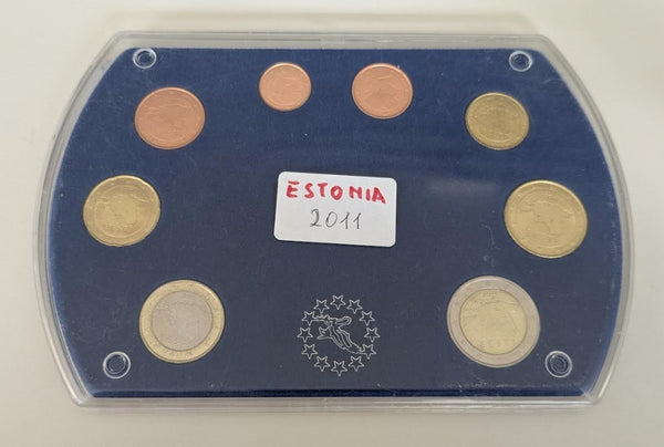 NL* ESTONIA EURO COINS SET 2011 8 Valori dal 2 EURO a 1 CENT FDC set come foto