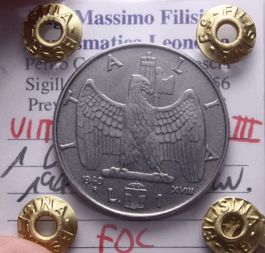 NL* VEIII 1 LIRA IMPERO 1940 XVIII MAGNETICA FDC Perizia Filisina Massimo