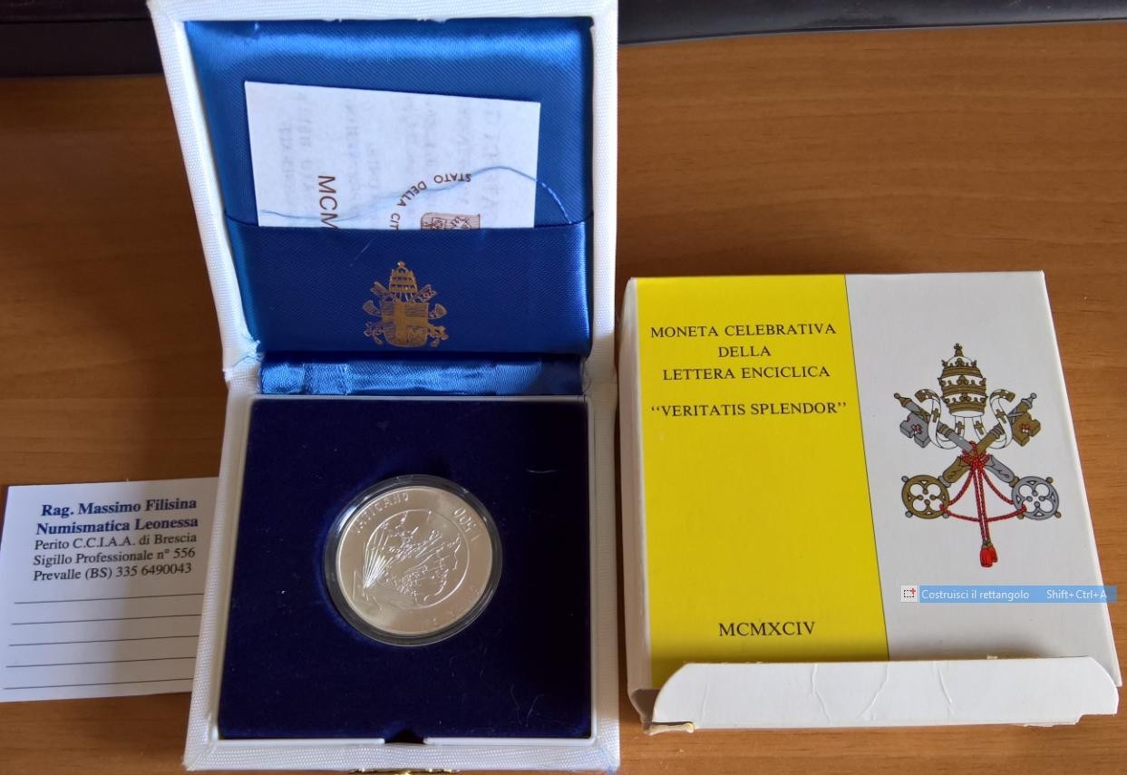 NL* VATICANO 500 LIRE Argento 1994 VERITAS SPLENDOR FDC set zecca