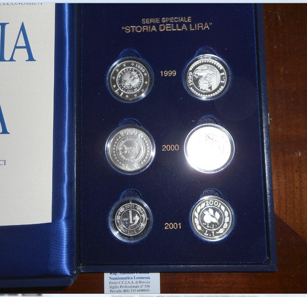 NL* ITALIA TRITTICO ARGENTO STORIA DELLA LIRA 3 Dittici 1999 2000 2001 Proof s