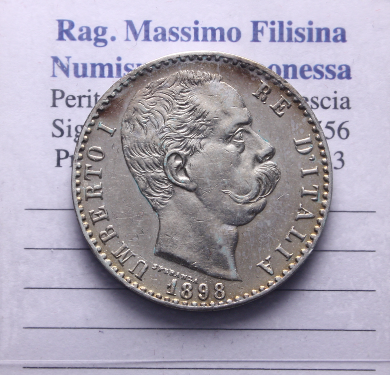 NL* UMBERTO I 2 LIRE ARGENTO 1898 ROMA come da foto