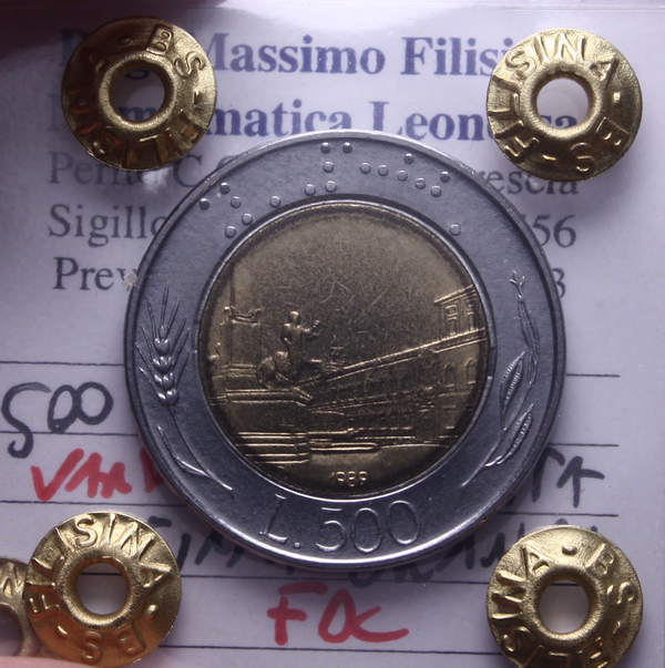 NL* Italia 500 LIRE 1989 VAR. TESTA E FIRMA GRANDI FDC Perizia Filisina Massimo