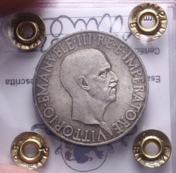 NL* VEIII Italia 10 LIRE ARGENTO IMPERO 1936 XIV QFDC Perizia Filisina Massimo