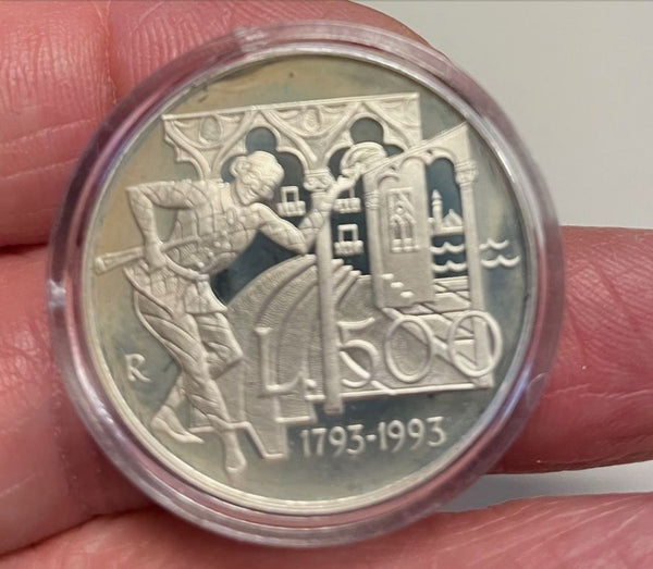NL*ITALIA 500 Lire Argento 1993 CARLO GOLDONI PROOF da Divisionale Zecca Oblò