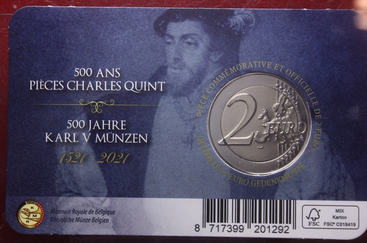 NL* BELGIO 2 EURO 2021 CARLO V 1521-2021 FDC coin card