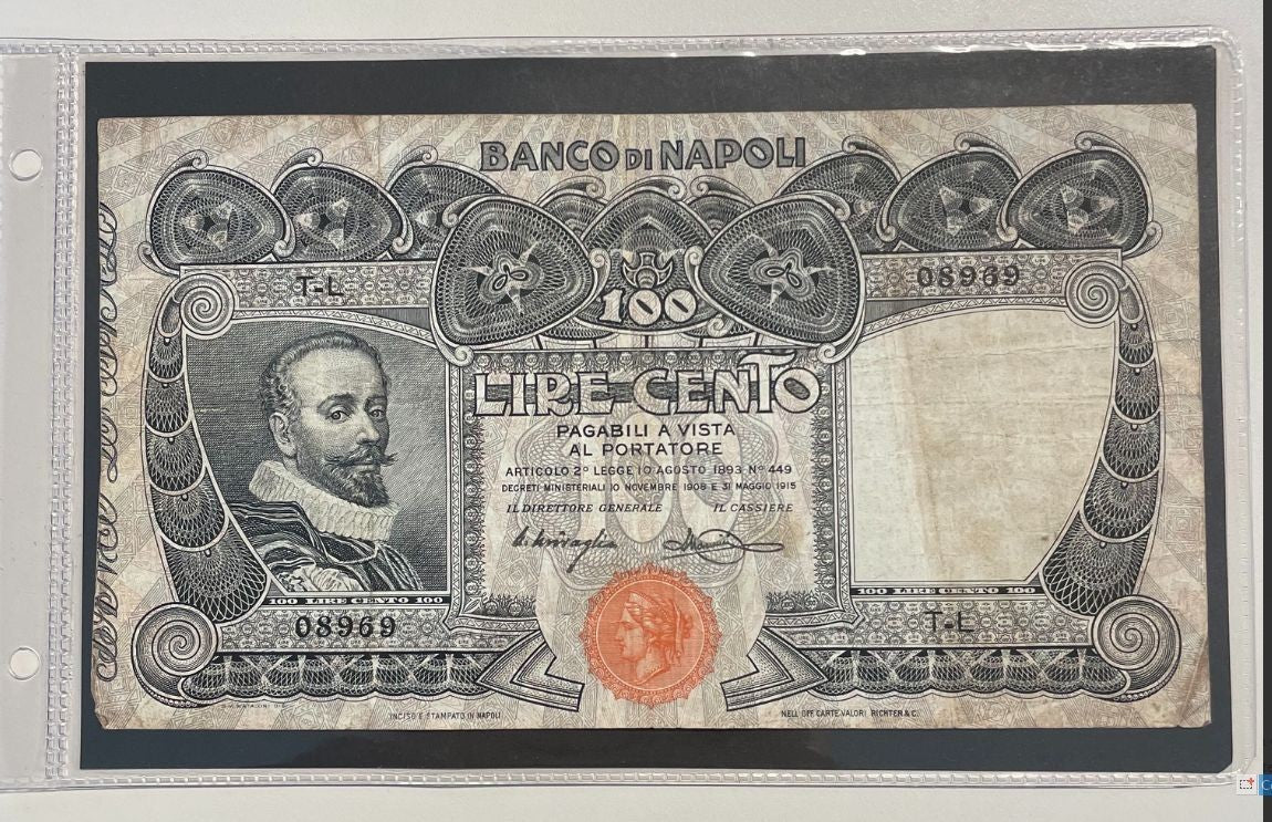 NL*BANCO DI NAPOLO Banconota LIRE 100 Decreto 31 maggio 1915 08969