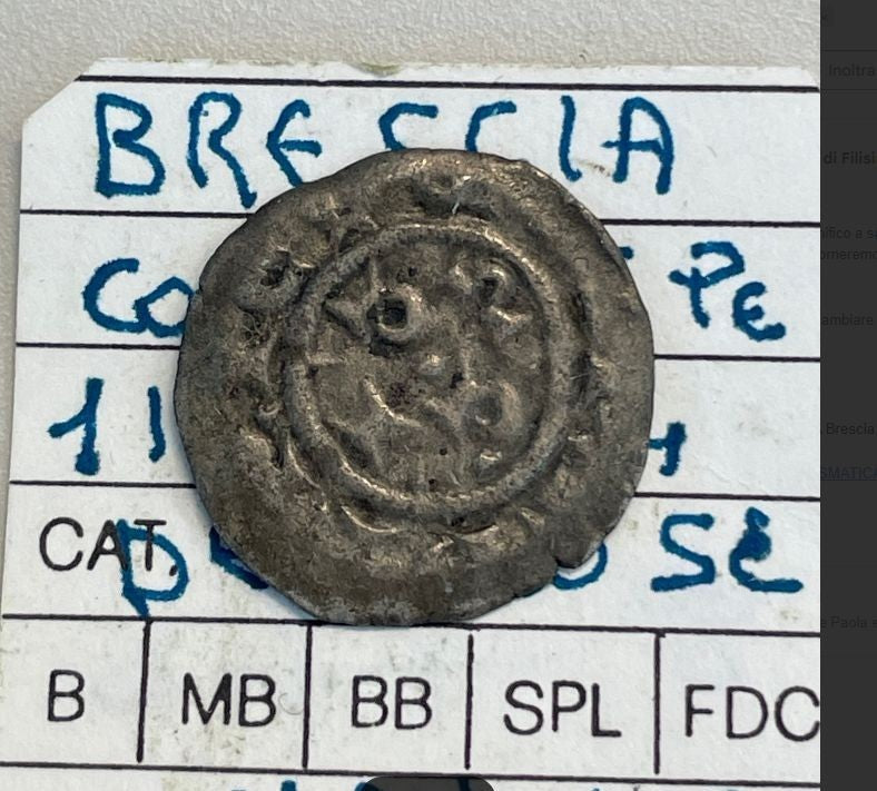 NL* BRESCIA Comuna Autonomo 1186-1254 DENARO SCODELLATO eccellente conservazione