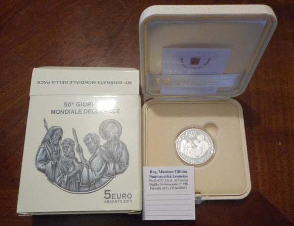 EN*VATICAN CITY FRANCIS 5 Euro Silver 2017 WORLD DAY OF PEACE PROOF SET