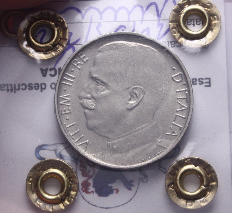 NL* VEIII 50 CENTESIMI LEONI CONTORNO LISCIO 1925 QSPL/SPL Perizia Filisina