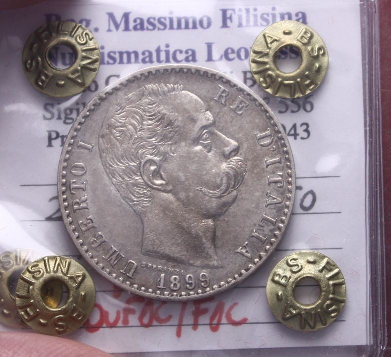 NL* UMBERTO I 2 LIRE ARGENTO 1899 ROMA Q.FDC/FDC Perizia Filisina Massimo