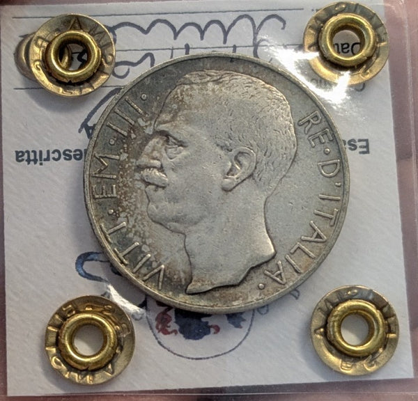 NL* VEIII 10 LIRE Argento BIGA 1928 1 rosetta RARO BB Perizia Filisina *2