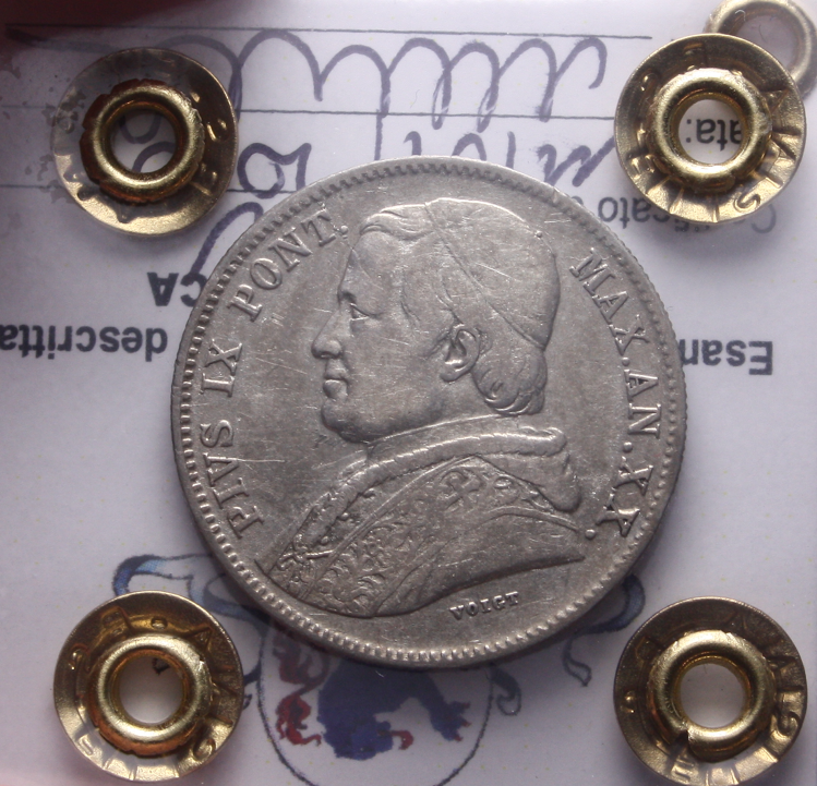NL* STATO PONTIFICIO PIO IX 20 BAIOCCHI Argento 1865 BB/SPL Perizia Filisina