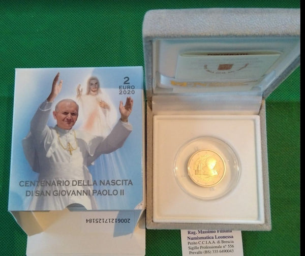 NL* VATICANO 2 EURO 2020 CENTENARIO NASCITA GIOVANNI PAOLO II Proof set zecca