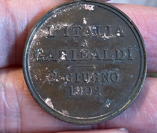 NL* ITALIA Medaglia portativa Bronzo L'ITALIA A GARIBALDI 2 GIUGNO 1902