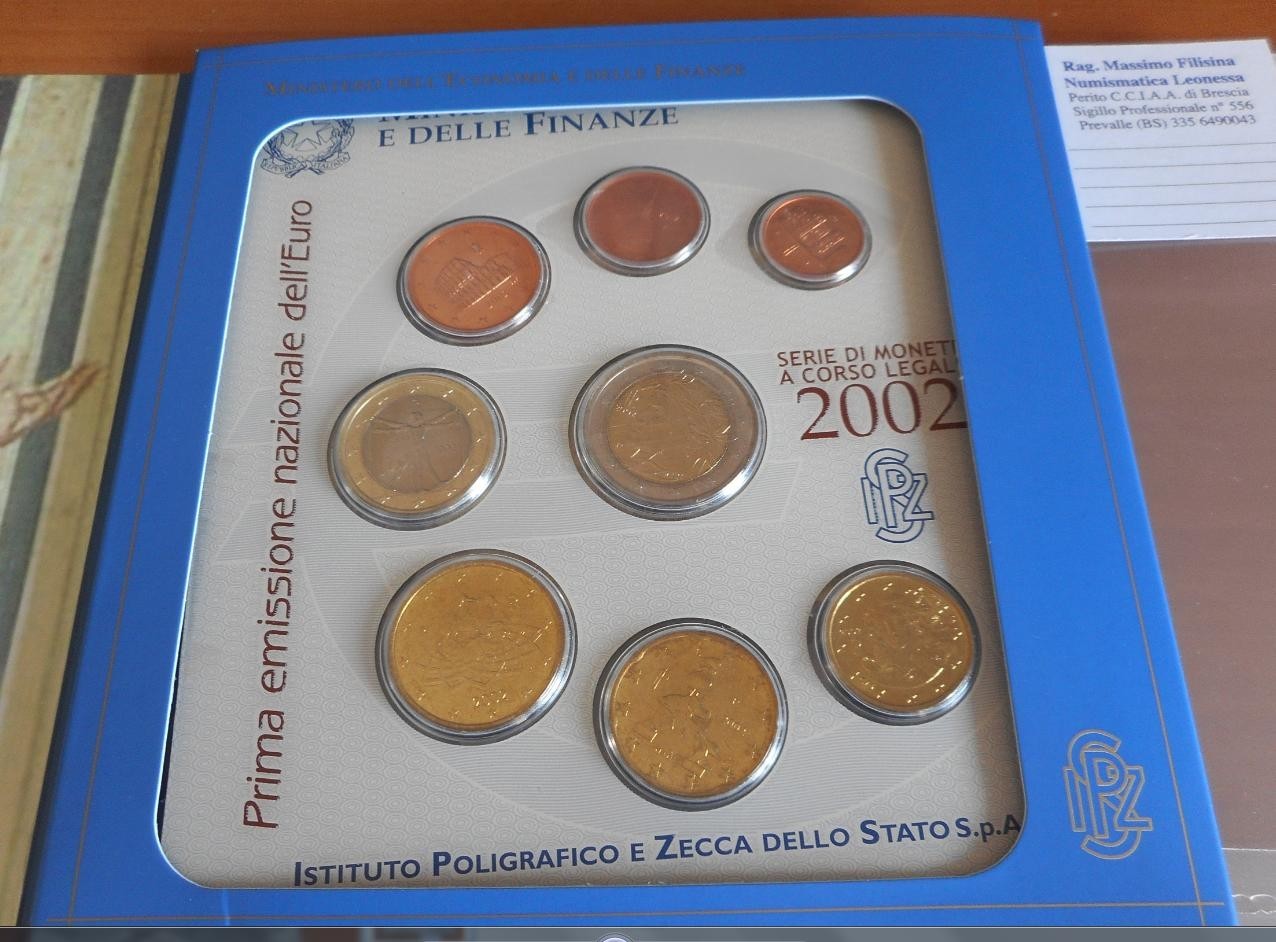 NL* ITALIA Serie Divisionale 2002 PRIMA EMISSIONE 8 Valori in Euro FDC set Zecca