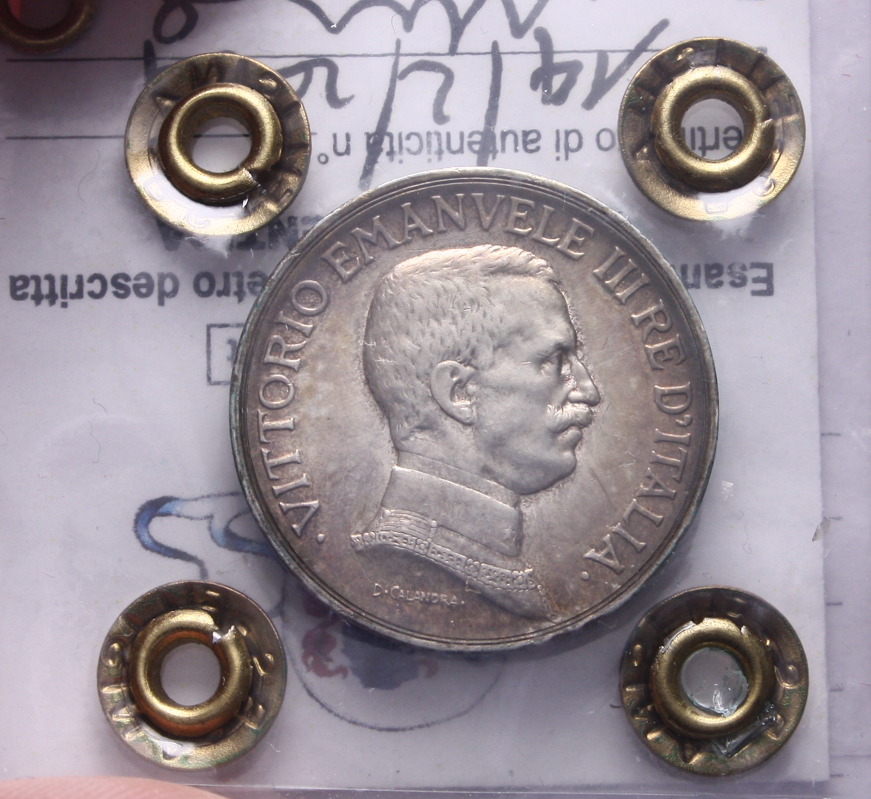 NL* VEIII Italia 1 LIRA ARGENTO 1915 QUADRIOGA BRIOSA SPL/QFDC Perizia Filisina
