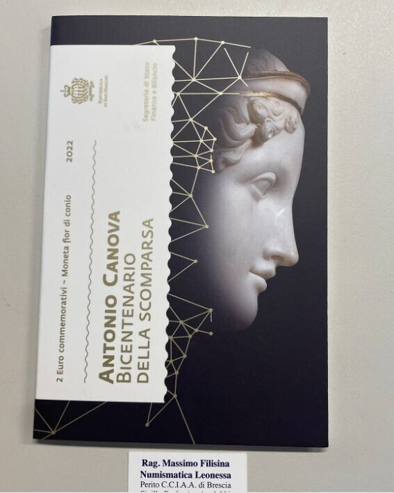 EN* SAN MARINO 2 Euro 2022 BICENTENARY OF ANTONIO CANOVA FDC mint set