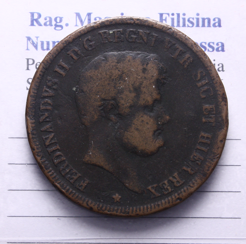 NL* REGNO DELLE DUE SICILIE FERDINANDO II 5 TORNESI in rame 1843 NC come da foto