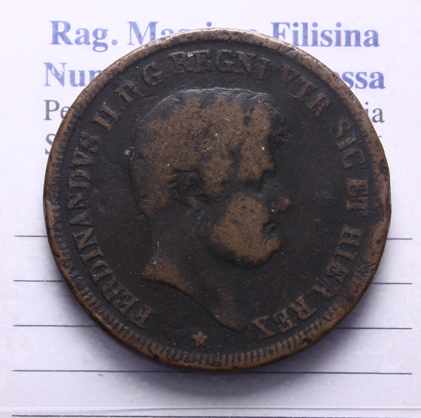 NL* REGNO DELLE DUE SICILIE FERDINANDO II 5 TORNESI in rame 1843 NC come da foto