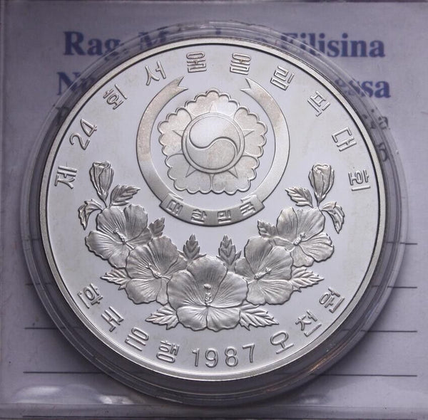 NL* KOREA 5000 WON SILVER 1988 SEOUL OLYMPICS PROOF CAMEO protective porthole
