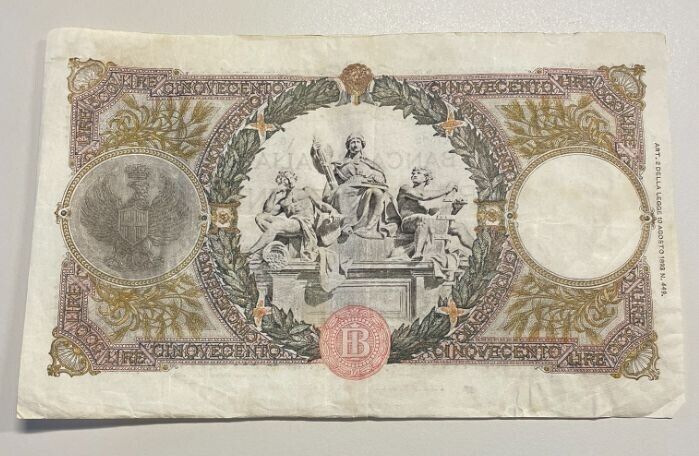 EN* BANK OF ITALY Banknote 500 LIRE REAPER 23 AUGUST 1943 RRR R3 8004 O302