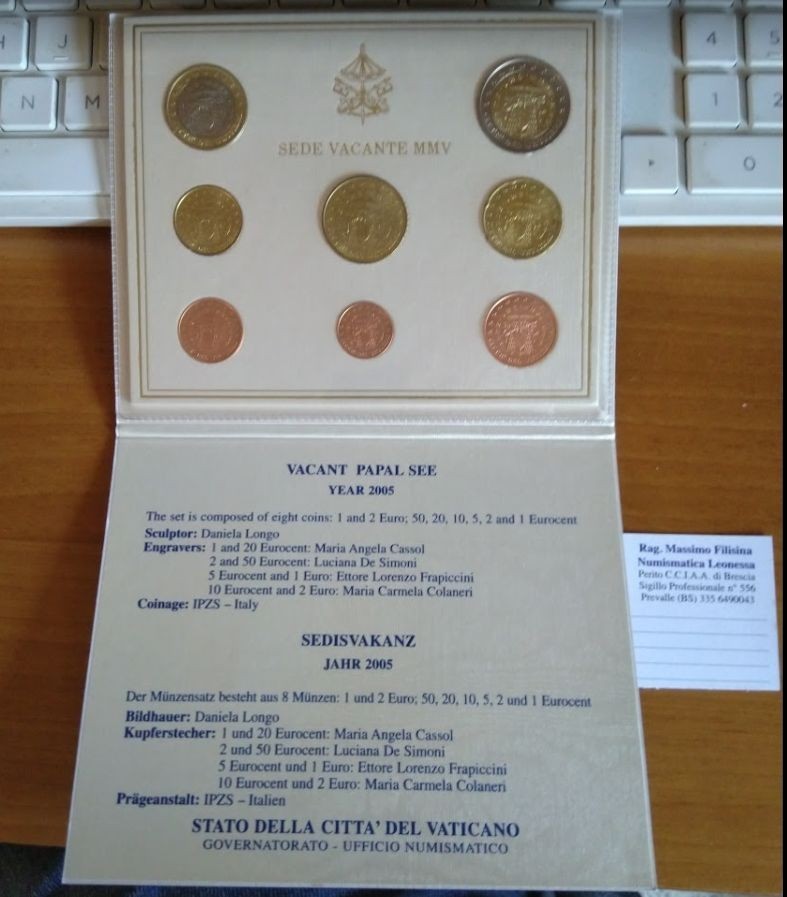 NL* Citta' del Vaticano SEDE VACANTE 2005 Divisionale 8 Valori FDC set ZECCA