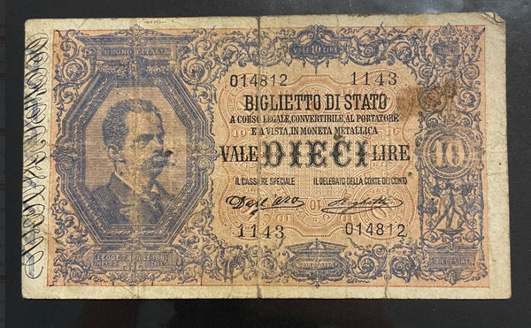 NL* UMBERTO I banconota BIGLIETTO DI STATO da 10 LIRE 10 SETTEMBRE 1923 1143