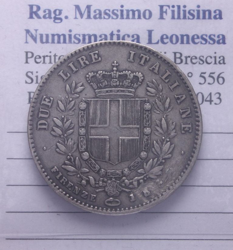 NL* VITTORIO EMANUELE II RE ELETTO 2 Lire argento 1860 ZECCA FIRENZE RARA *R*