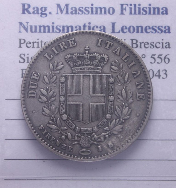 NL* VITTORIO EMANUELE II RE ELETTO 2 Lire argento 1860 ZECCA FIRENZE RARA *R*