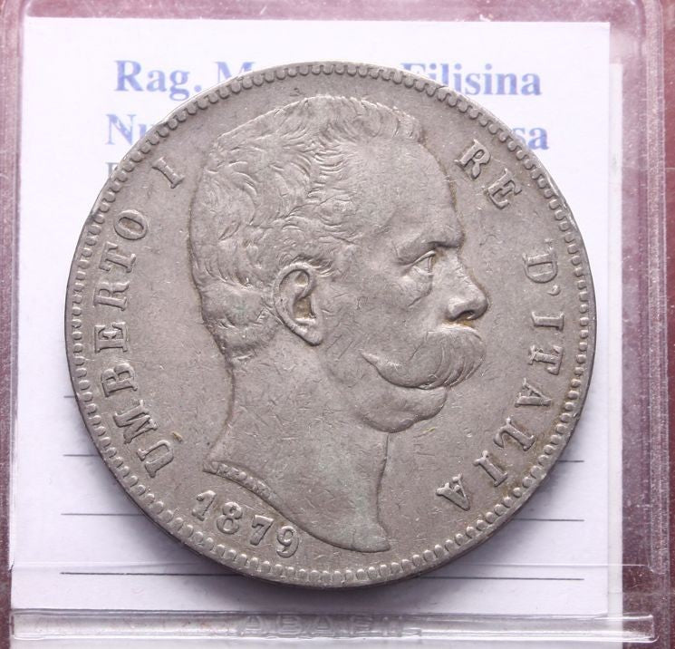 NL* UMBERTO I RE D'ITALIA Scudo da 5 LIRE ARGENTO 1879 ROMA Superba patina