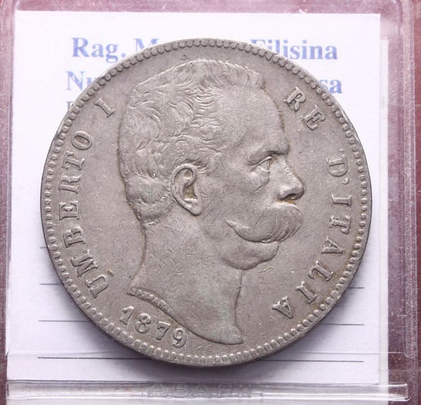 NL* UMBERTO I RE D'ITALIA Scudo da 5 LIRE ARGENTO 1879 ROMA Superba patina
