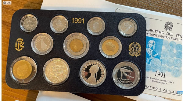NL*ITALY Divisional 1991 A. VIVALDI 11 Values 500 and 1000 Lire SILVER PROOF