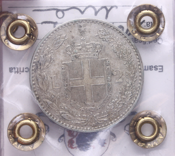 NL* UMBERTO I 2 LIRE ARGENTO 1887 ROMA QSPL Perizia Filisina Massimo