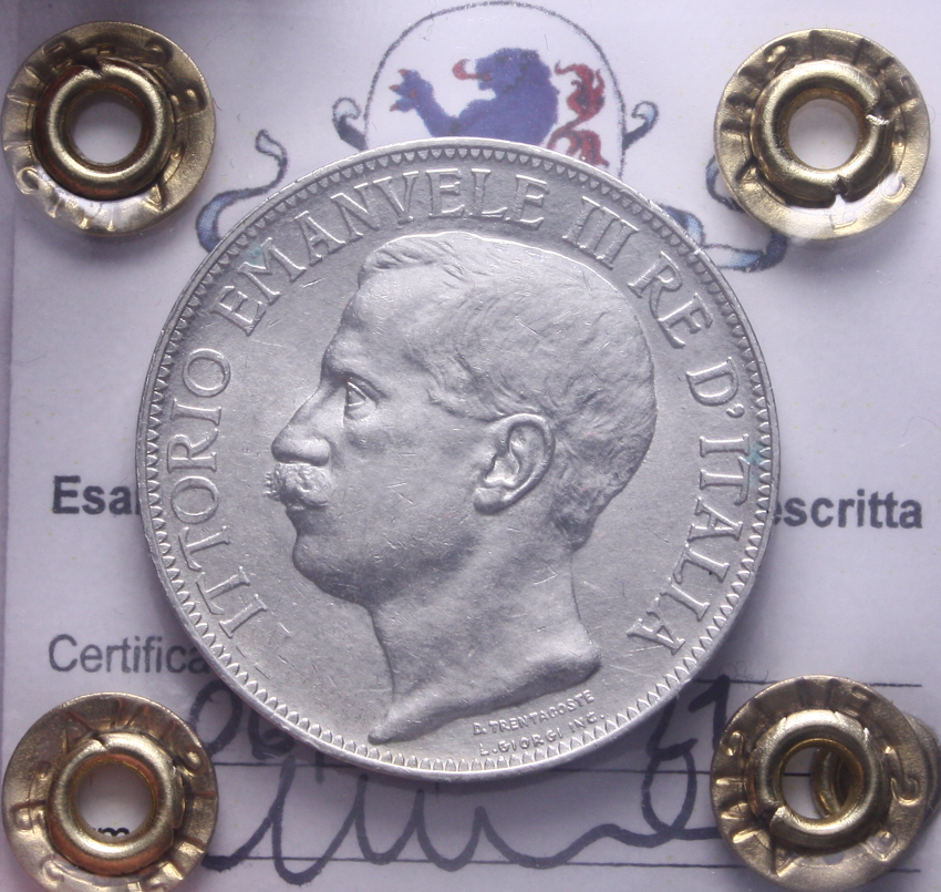 NL* VEIII 2 LIRE Argento 1911 CINQUANTENARIO QFDC Perizia Filisina Massimo